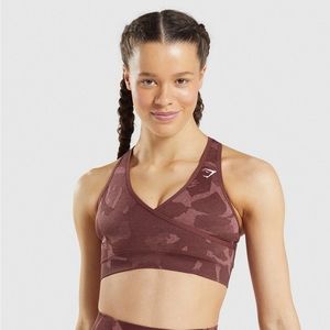 Gymshark Adapt Camo Seamless Sports Bra | Savanna -  Cherry Brown